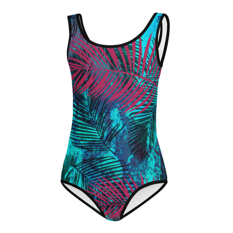 Toby Tropical Maroon and Teal kid full swimsuit