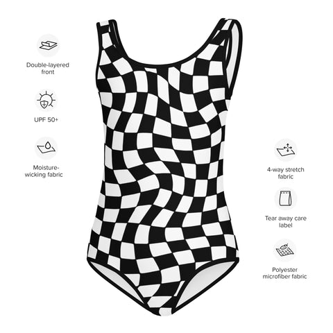 Scout Black & White Checkered kid full swimsuit
