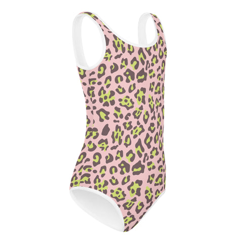 Dakota Lime & Pink Leopard kid full swimsuit