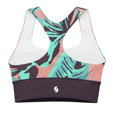 Psychedelic Jungle Mint & Coral recycled longline bralette top