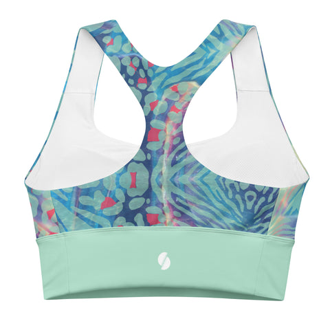 Psychedelic Tiger & Leopard recycled longline bralette top