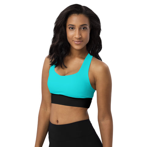 Into The Greens tropical longline bralette (teal & black solid colours)