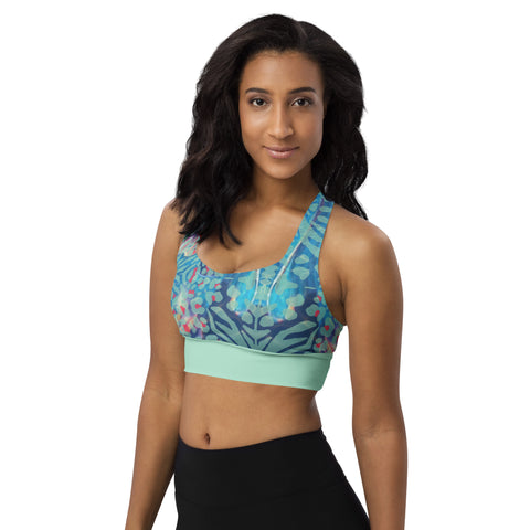 Psychedelic Tiger & Leopard recycled longline bralette top