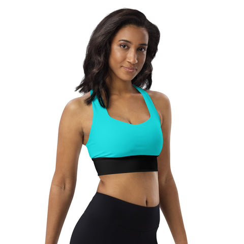 Into The Greens tropical longline bralette (teal & black solid colours)