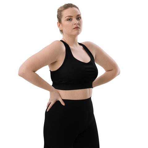 Solid Black recycled longline bralette top