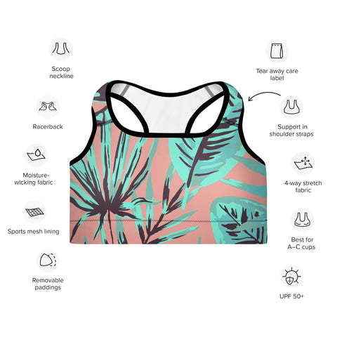 Psychedelic Jungle Mint & Coral bralette top