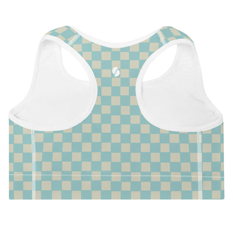 Soft Blue & Cream Checkered Board bralette top