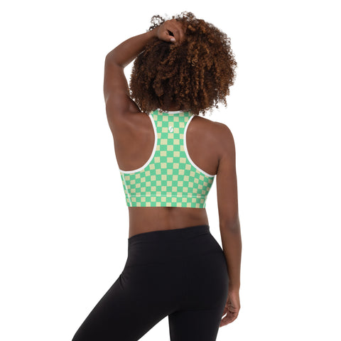 Green & Yellow Checkered Board bralette top