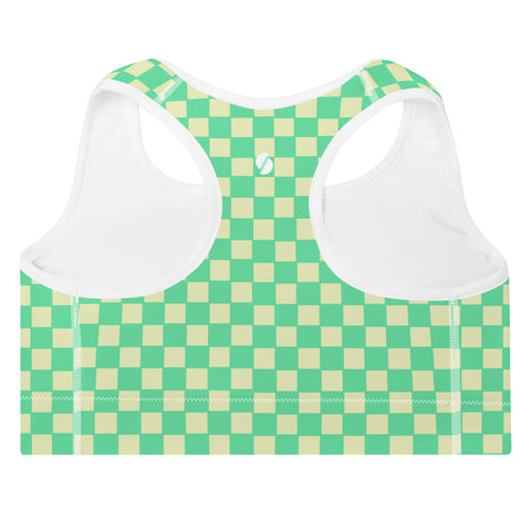 Green & Yellow Checkered Board bralette top