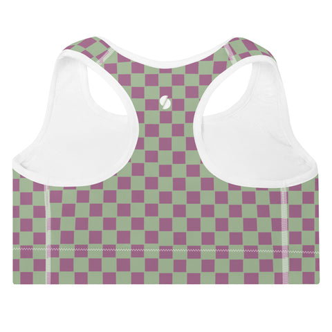 Retro Purple & Green Checkered Board bralette top