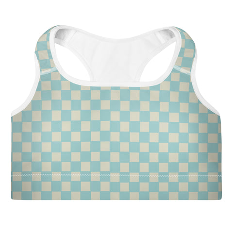 Soft Blue & Cream Checkered Board bralette top