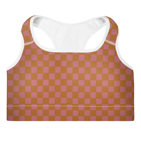 Copper & Pink Checkered Board bralette top