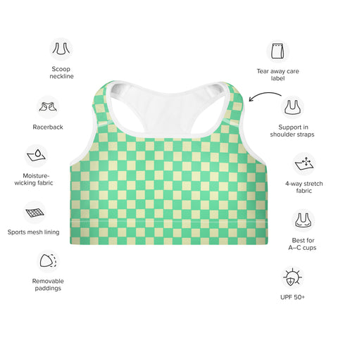 Green & Yellow Checkered Board bralette top