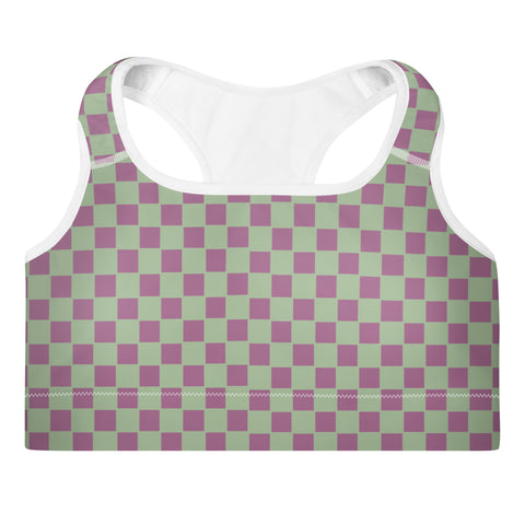 Retro Purple & Green Checkered Board bralette top