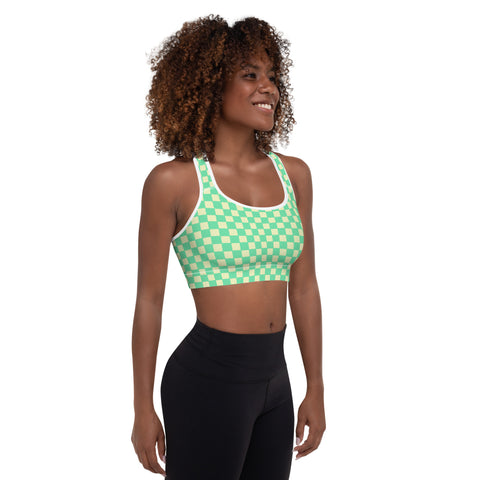 Green & Yellow Checkered Board bralette top