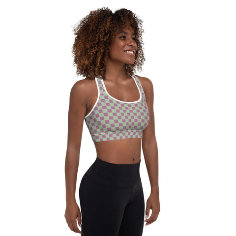 Retro Purple & Green Checkered Board bralette top