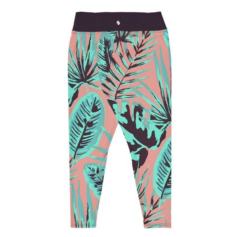 Psychedelic Jungle Mint & Coral plus size leggings