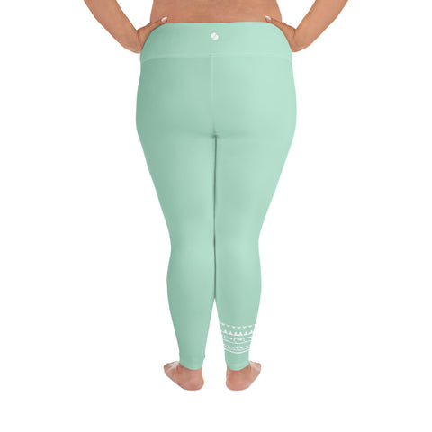 Psychedelic Tiger & Leopard plus-size leggings (solid light mint green)