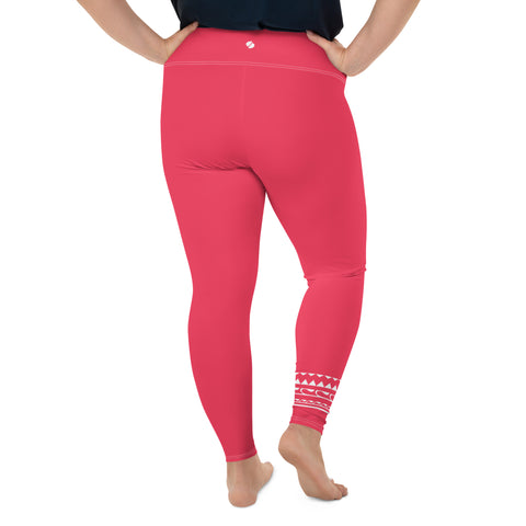 Psychedelic Tiger & Leopard plus-size leggings (solid bright pink)