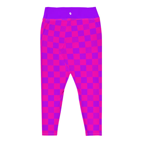 Cerise & Purple Checkered Board plus size leggings