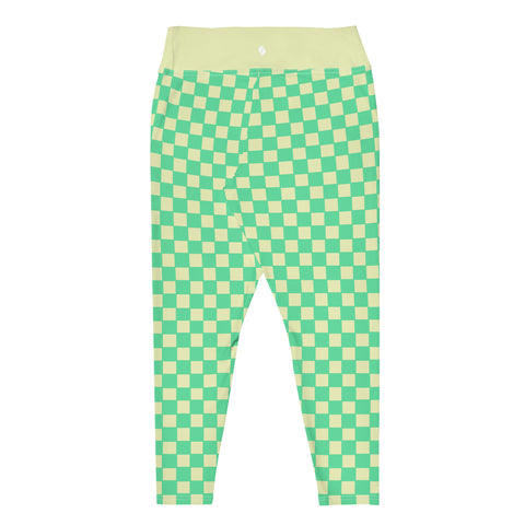 Green & Yellow Checkered Board plus size leggings