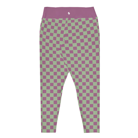 Retro Purple & Green Checkered Board plus size leggings