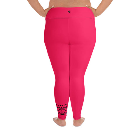 Summer Bright Cherry Pink plus size leggings