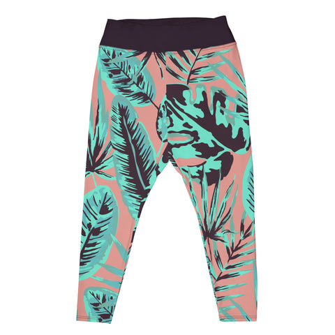 Psychedelic Jungle Mint & Coral plus size leggings