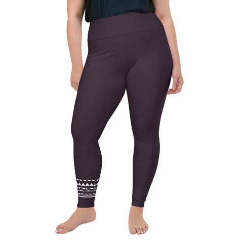 Psychedelic Jungle Mint & Coral plus size leggings (solid purple-black)