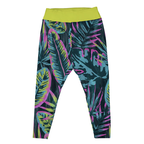Psychedelic Jungle Neon plus size leggings