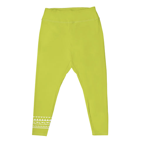 Psychedelic Jungle Neon plus size leggings (solid lime)