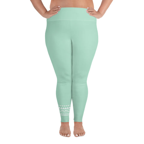 Psychedelic Tiger & Leopard plus-size leggings (solid light mint green)