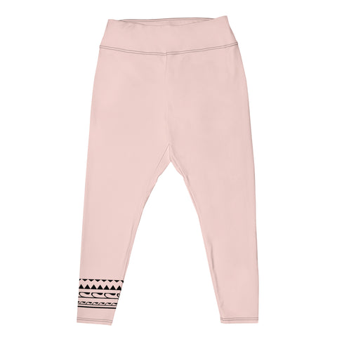 Striped Jungle plus-size leggings (solid light pink w/black)