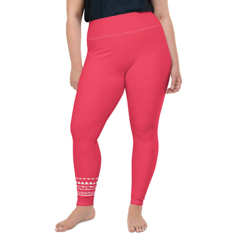 Psychedelic Tiger & Leopard plus-size leggings (solid bright pink)