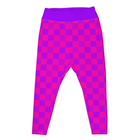 Cerise & Purple Checkered Board plus size leggings