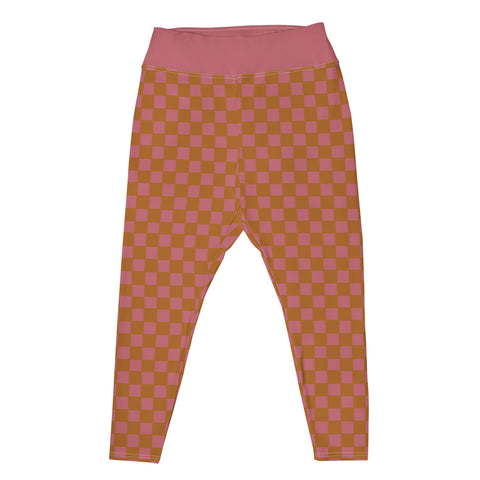 Copper & Pink Checkered Board plus size leggings