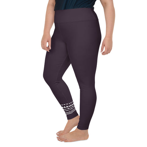 Psychedelic Jungle Mint & Coral plus size leggings (solid purple-black)