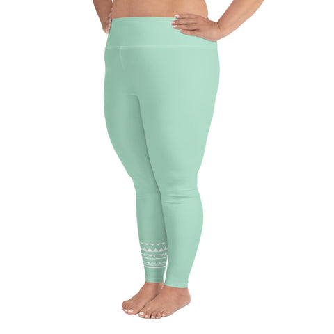 Psychedelic Tiger & Leopard plus-size leggings (solid light mint green)