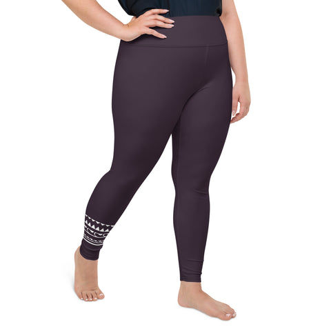 Psychedelic Jungle Mint & Coral plus size leggings (solid purple-black)