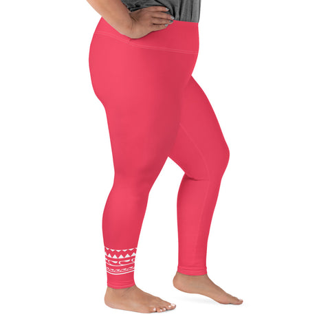 Psychedelic Tiger & Leopard plus-size leggings (solid bright pink)