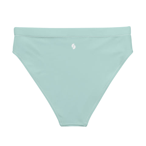 Sunny Hibiscus cheeky high-waisted bikini bottom (solid light blue-green | Recycled, Eco)