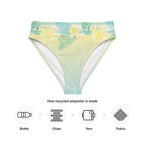 Sunny Hibiscus cheeky high-waisted bikini bottom (Recycled, Eco)