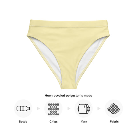 Summer Pastel Yellow cheeky high-waisted bikini bottom (Recycled, Eco)