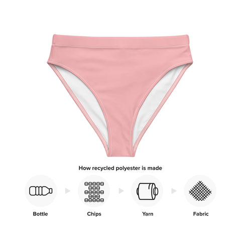 Summer Pastel Coral cheeky high-waisted bikini bottom (Recycled, Eco)