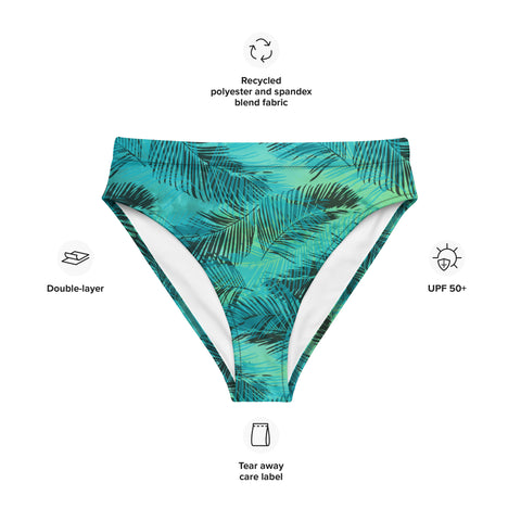 Into The Greens tropical cheeky high-waisted bikini bottom (Recycled, Eco)