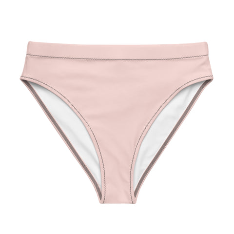 Striped Jungle cheeky high-waisted bikini bottom (solid light pink w/black | Recycled, Eco)