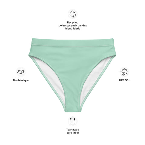 Psychedelic Tiger & Leopard cheeky high-waisted bikini bottom (solid mint green)
