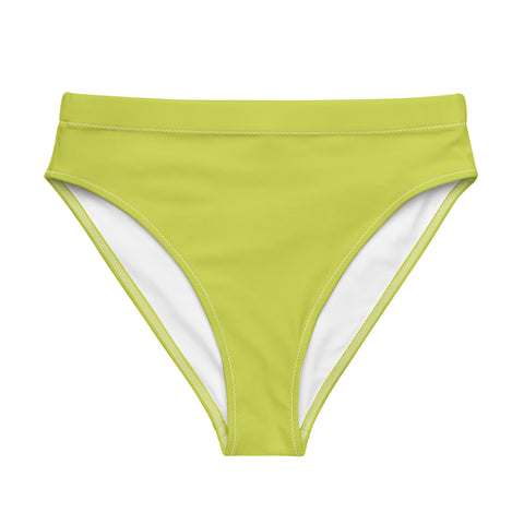 Psychedelic Jungle Neon cheeky high-waisted bikini bottom (solid lime | Recycled, Eco)