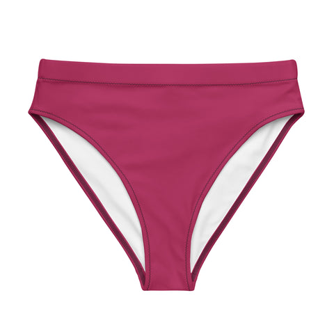 Messy Magenta Maroon Pink cheeky high-waisted bikini bottom (Recycled, Eco)