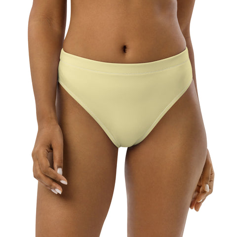 Summer Pastel Yellow cheeky high-waisted bikini bottom (Recycled, Eco)
